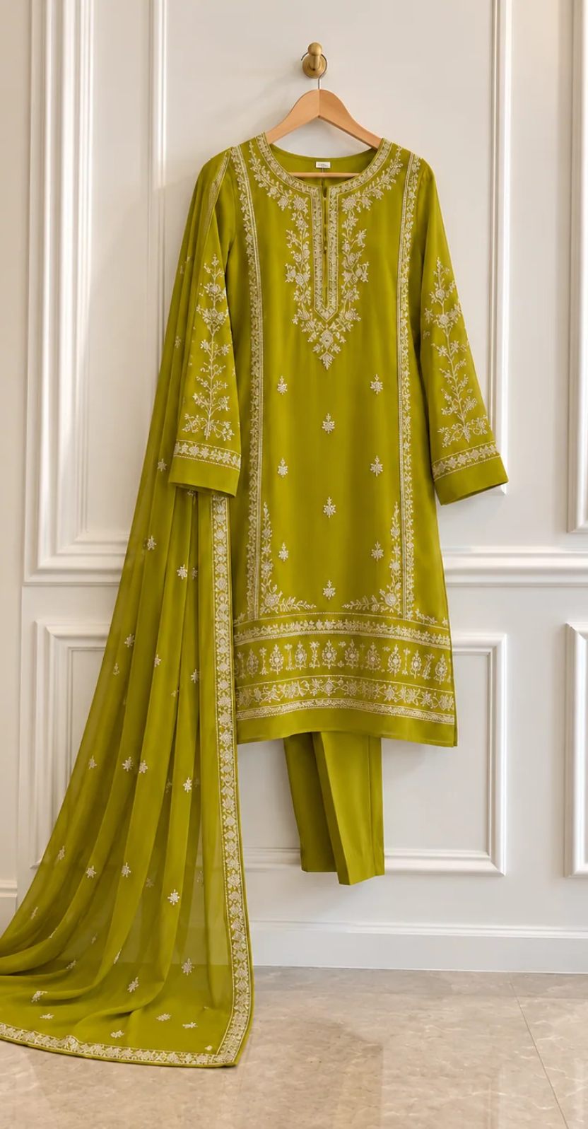 Heer | 3 Piece | Stitched Suit | Dhaani