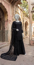 Anshara | 3 Piece | Stitched Suit | Black