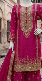 Esra | 3 Piece | Stitched Suit | Hot Pink