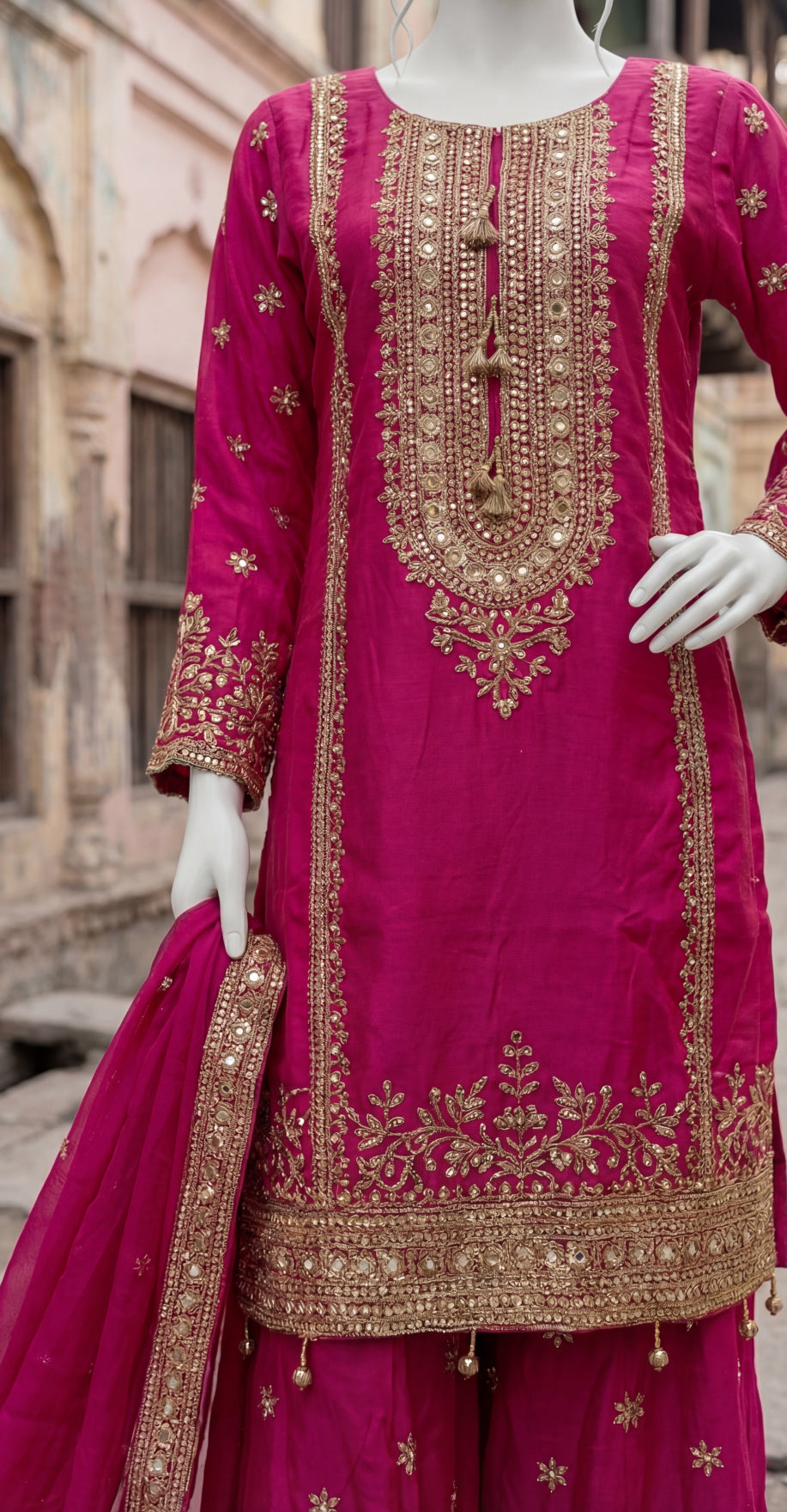 Esra | 3 Piece | Stitched Suit | Hot Pink