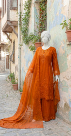 Muskaan | 3 Piece | Stitched Suit | Orange