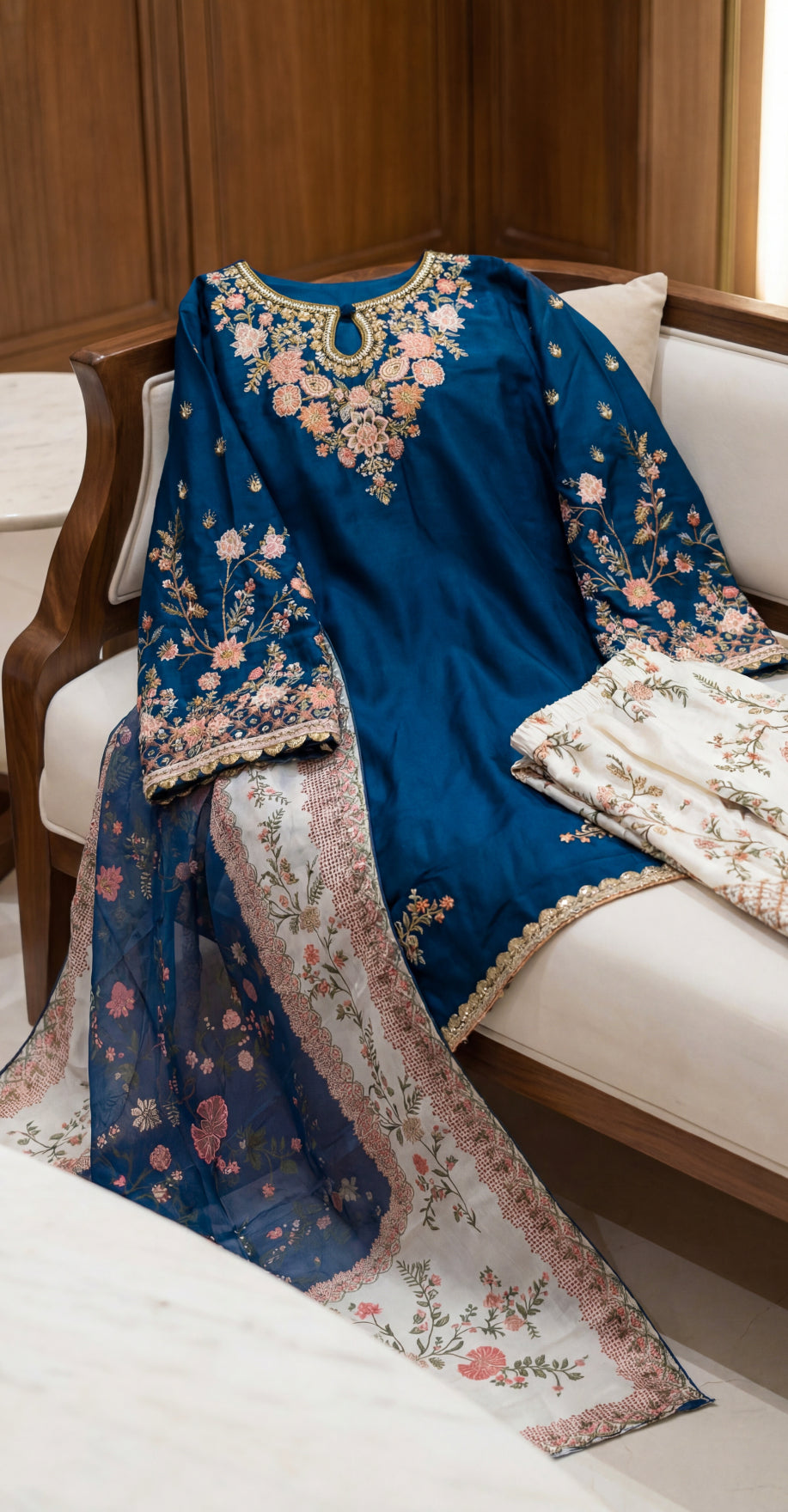 Samaha | 3 Piece | Stitched Suit | Blue