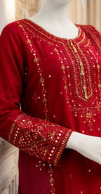 Mohala | 3 Piece | Stitched Suit | Red