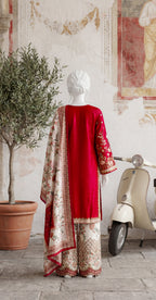 Samaha | 3 Piece | Stitched Suit | Ruby Pink