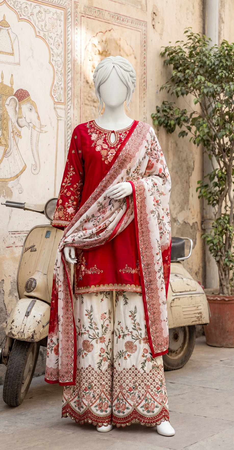 Samaha | 3 Piece | Stitched Suit | Ruby Pink