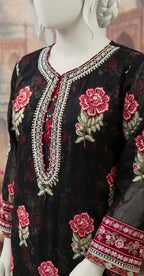 Munazza | 3 Piece | Stitched Suit | Black
