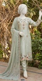 Zar Mahal | 3 Piece | Stitched Suit | Pistachio