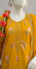 Maya | 3 Piece | Stitched Suit | Yellow