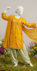 Maya | 3 Piece | Stitched Suit | Yellow
