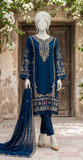 Meharbaan | 3 Piece | Stitched Suit | Ink Blue
