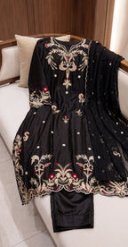 Sabaaq | 3 Piece | Stitched Suit | Black